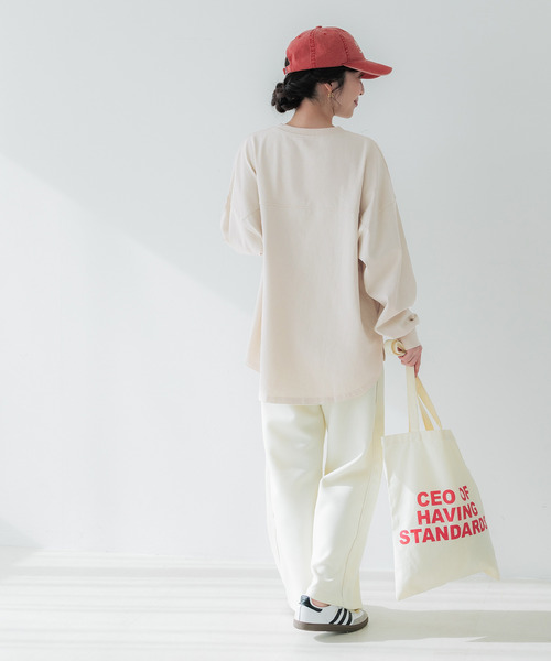 coca(coca)(コカ)の「ヘビーウェイトフットボールテールカットトップス(Tシャツ/カットソー・レディース・グレイッシュベージュ/ライトベージュ/グレー/ホワイト・ONE SIZE)」の14枚目の写真