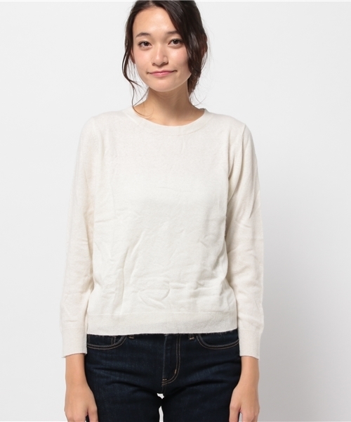OUTLET（アウトレット）の「【DouDou】ラウンドネックP/O（ニット/セーター・レディース・オフホワイト・MEDIUM）」の2枚目の写真