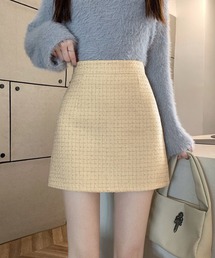 ツイード柄台形ミニスカート