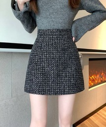 ツイード柄台形ミニスカート