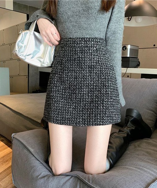 IRADOWL(アイラドール)の「ツイード柄台形ミニスカート(スカート・レディース・アイボリー/ブラック/ピンク・LARGE/MEDIUM/SMALL)」の13枚目の写真