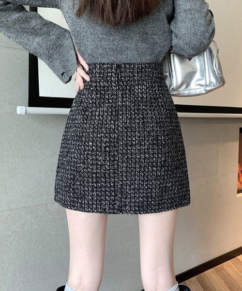 IRADOWL(アイラドール)の「ツイード柄台形ミニスカート(スカート・レディース・アイボリー/ブラック/ピンク・LARGE/MEDIUM/SMALL)」の14枚目の写真