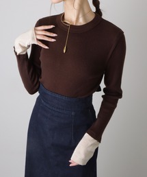 bicolor ribbed tight knit tops /バイカラー リブ ニット トップス