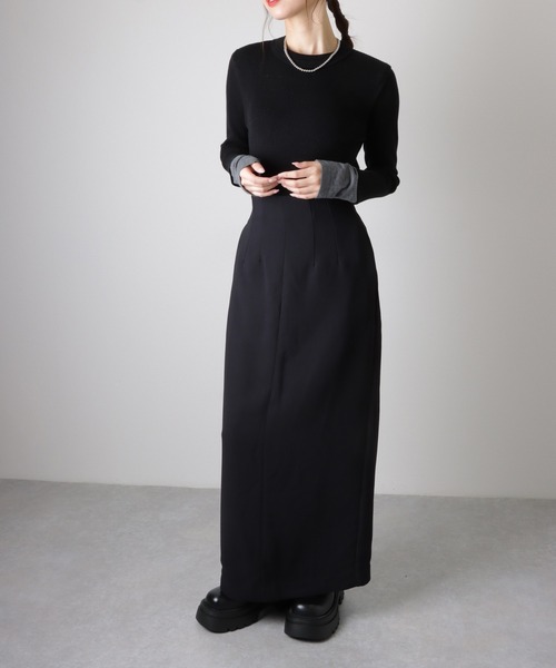 bicolor ribbed tight knit tops /バイカラー リブ ニット トップス