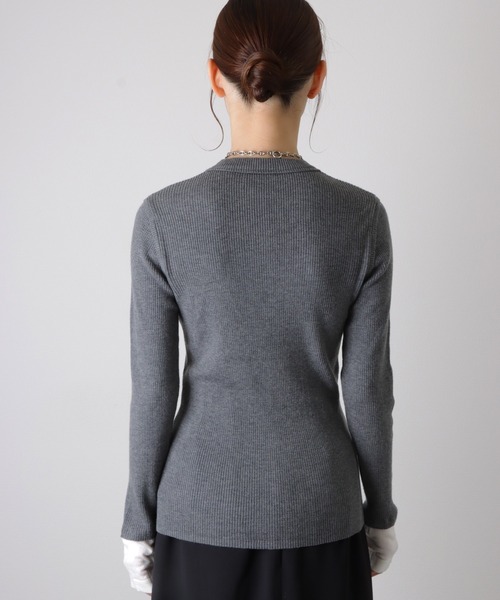 bicolor ribbed tight knit tops /バイカラー リブ ニット トップス