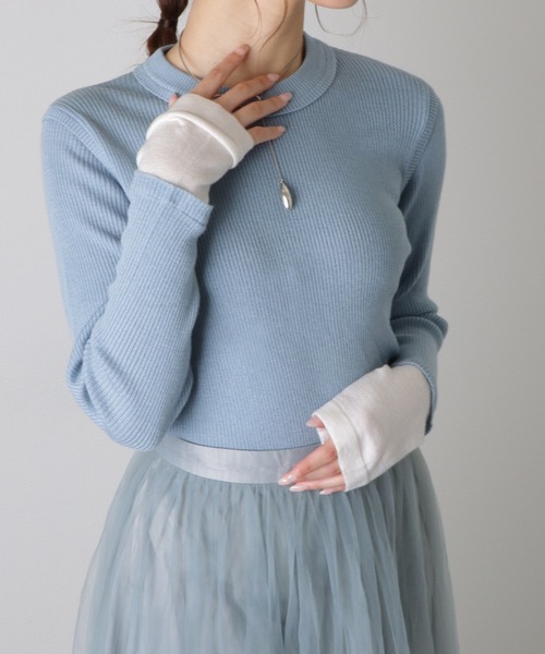 bicolor ribbed tight knit tops /バイカラー リブ ニット トップス