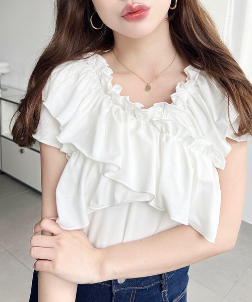 ﾁｪｽﾃｨ　ﾌﾘﾙTｼｬﾂ♡ﾎﾜｲﾄ レースフリルブラウス |【公式】Chestyオンラインショップ