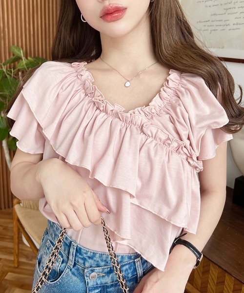 Tシャツ カットソー フリル クルーネック ワンオフショルダー 楽天市場】フリル（スタイル（ネック）クルーネック）（Tシャツ