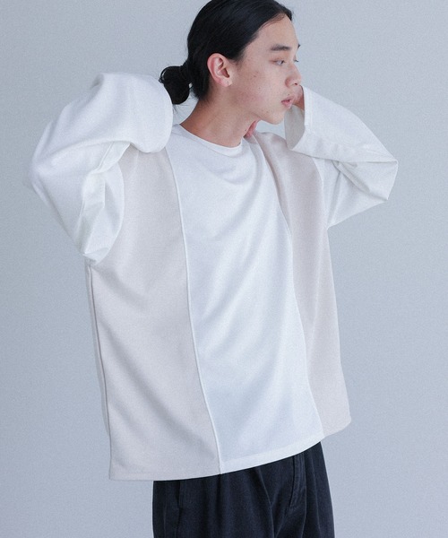 MDR(エムディアール)の「ポンチスウェード切替ロンT(Tシャツ/カットソー・メンズ・オフホワイト/ブラック・M/L)」の3枚目の写真