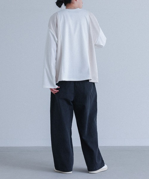 MDR(エムディアール)の「ポンチスウェード切替ロンT(Tシャツ/カットソー・メンズ・オフホワイト/ブラック・M/L)」の5枚目の写真