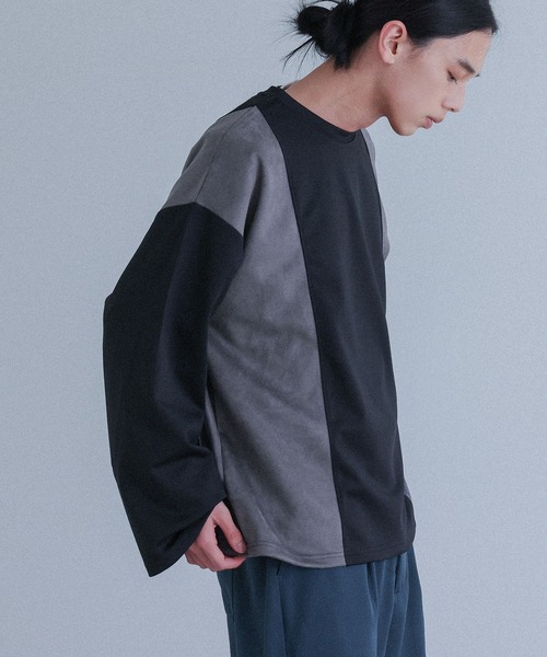 MDR(エムディアール)の「ポンチスウェード切替ロンT(Tシャツ/カットソー・メンズ・オフホワイト/ブラック・M/L)」の8枚目の写真