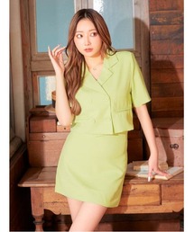 DAZZY（デイジー）の「セットアップ カジュアル ワンカラーダブルボタン襟付きAラインセットアップ（ドレス）」