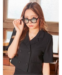 DAZZY（デイジー）の「セットアップ カジュアル ワンカラーダブルボタン襟付きAラインセットアップ（ドレス）」