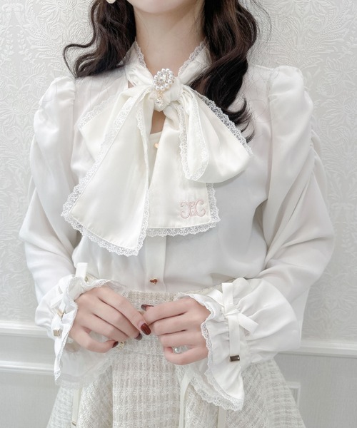 couture BY ROJITA(クチュールバイロジータ)の「ボウタイ刺繍入りブラウス(シャツ/ブラウス・レディース・ホワイト/ブラック・FREE)」の5枚目の写真