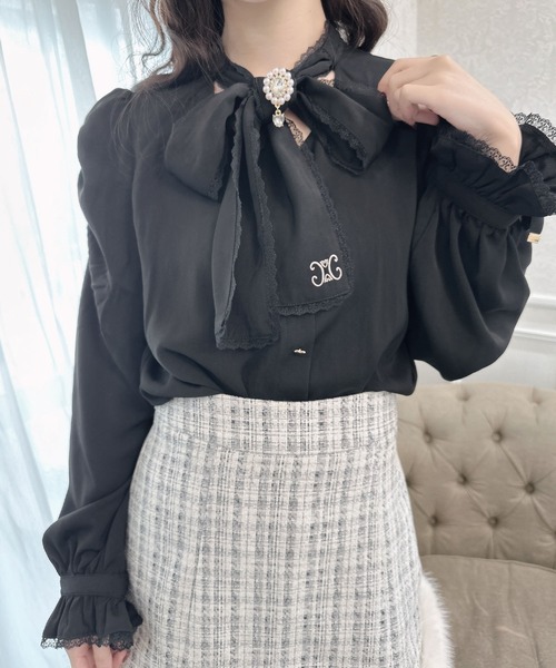 couture BY ROJITA(クチュールバイロジータ)の「ボウタイ刺繍入りブラウス(シャツ/ブラウス・レディース・ホワイト/ブラック・FREE)」の10枚目の写真