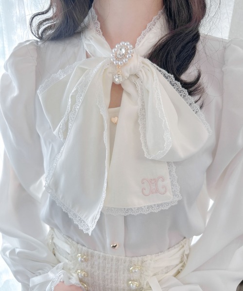 セール】ボウタイ刺繍入りブラウス（シャツ/ブラウス）｜couture BY