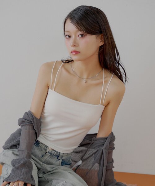 新品未使用タグ付き collab パッドinフリル 2wayキャミソール collab パッドinフリル2wayキャミソール