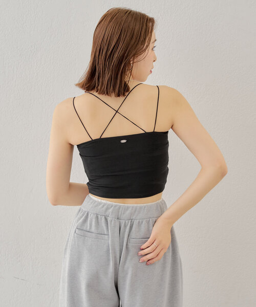 2サイズ展開】バッククロスパット付き短丈キャミ（キャミソール