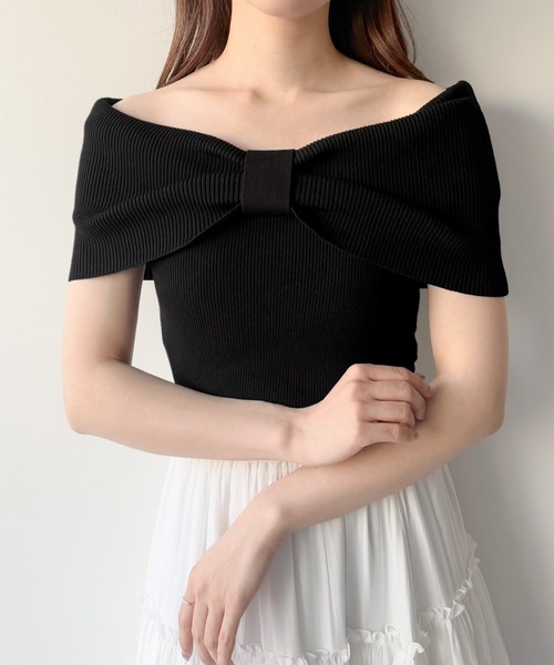 クロスリボンオフショルニット main image 1