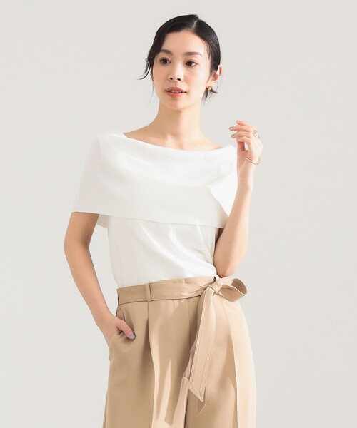 Demi-Luxe BEAMS（デミルクス ビームス）の「【8/6値下げ】オフショルダー ノースリーブ プルオーバーニット（ニット/セーター・レディース・ブラック/ベージュ/ブラウン/オフホワイト・ONE SIZE）」の2枚目の写真