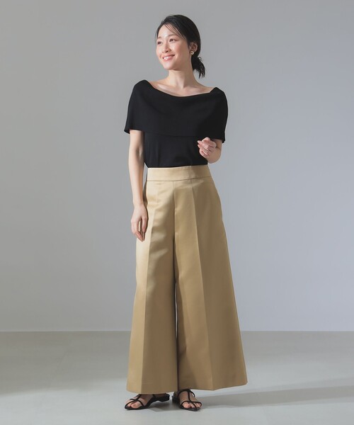 Demi-Luxe BEAMS（デミルクス ビームス）の「オフショルダー ノースリーブ プルオーバーニット［手洗い可］（ニット/セーター・レディース・ブラック/ベージュ・ONE SIZE）」の3枚目の写真