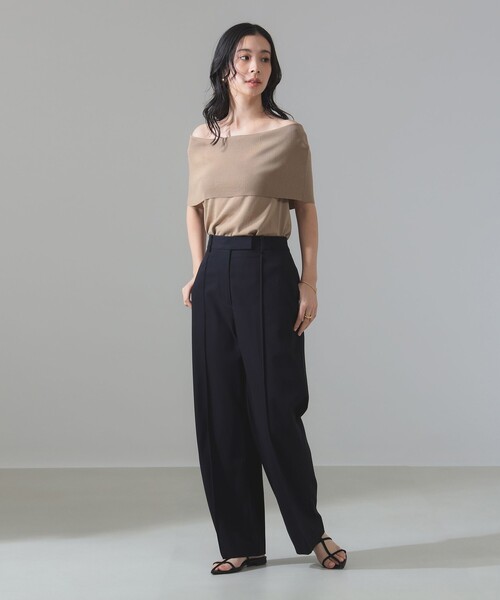 Demi-Luxe BEAMS（デミルクス ビームス）の「オフショルダー ノースリーブ プルオーバーニット［手洗い可］（ニット/セーター・レディース・ブラック/ベージュ・ONE SIZE）」の8枚目の写真