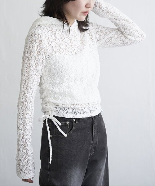 VENCEEXCHANGE(ヴァンスエクスチェンジ)の「レースフーディー(Tシャツ/カットソー・レディース・オフホワイト/ブラック・FREE)」の1枚目の写真