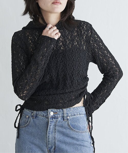 VENCEEXCHANGE(ヴァンスエクスチェンジ)の「レースフーディー(Tシャツ/カットソー・レディース・オフホワイト/ブラック・FREE)」の3枚目の写真