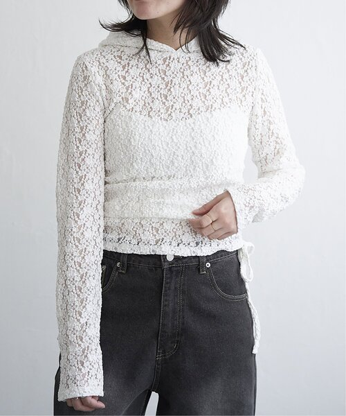 VENCEEXCHANGE(ヴァンスエクスチェンジ)の「レースフーディー(Tシャツ/カットソー・レディース・オフホワイト/ブラック・FREE)」の10枚目の写真