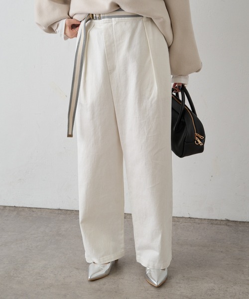 新品 PUAL CE CIN ベルト付きリラックスデニムパンツ セール】ベルト付きリラックスデニムパンツ（デニムパンツ