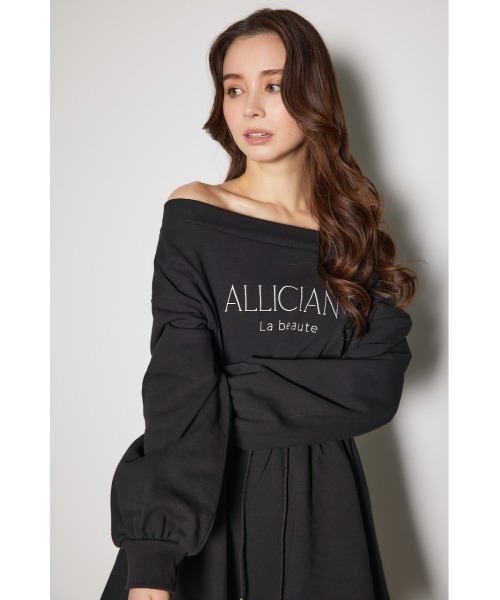 rienda(リエンダ)の「オフショルダースウェットミニフレアワンピース トレーナー 春服(ワンピース・レディース・ブラック/ホワイト/ライトイエロー・FREE)」の16枚目の写真