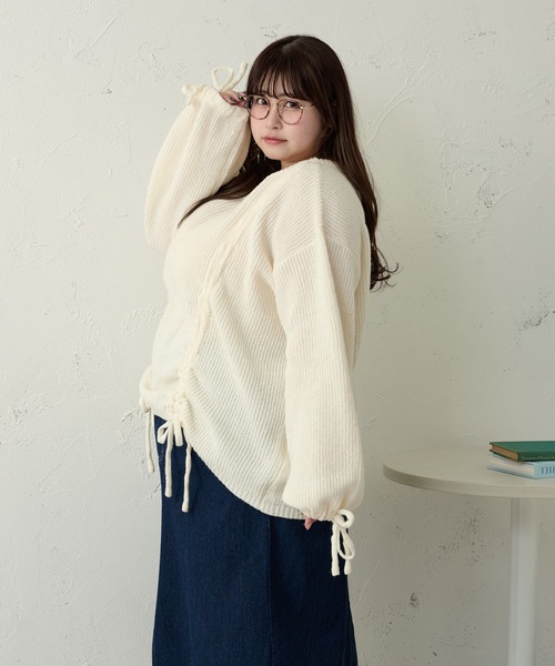 Louiosy(ルオシー)の「【大きいサイズ】ドロストスパンコールニットプルオーバー(ニット/セーター・レディース・ピンク/グリーン/アイボリー・X-LARGE/3L/4L)」の10枚目の写真