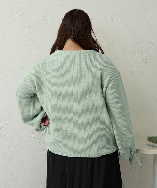 大きいサイズ】ドロストスパンコールニットプルオーバー（ニット