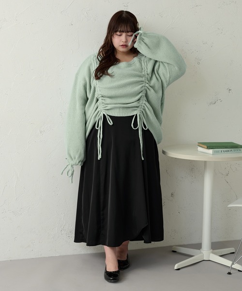 Louiosy(ルオシー)の「【大きいサイズ】ドロストスパンコールニットプルオーバー(ニット/セーター・レディース・ピンク/グリーン/アイボリー・X-LARGE/3L/4L)」の19枚目の写真