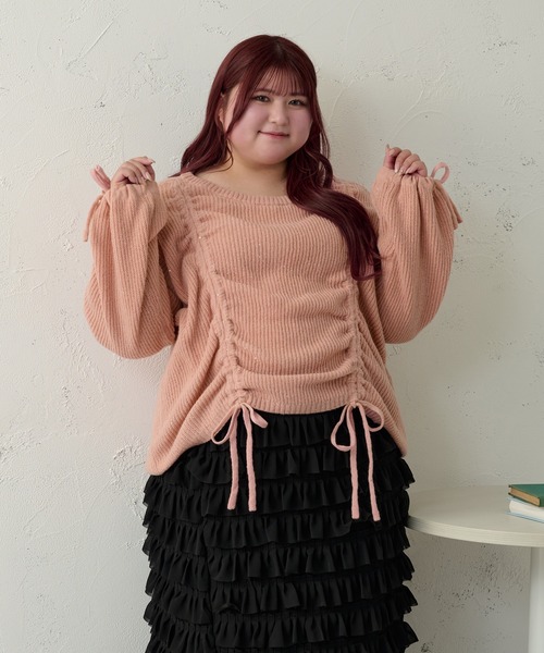 Louiosy(ルオシー)の「【大きいサイズ】ドロストスパンコールニットプルオーバー(ニット/セーター・レディース・ピンク/グリーン/アイボリー・X-LARGE/3L/4L)」の20枚目の写真