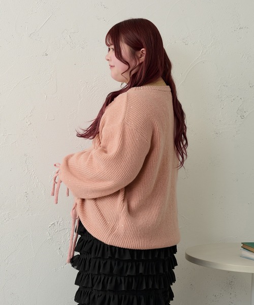 Louiosy(ルオシー)の「【大きいサイズ】ドロストスパンコールニットプルオーバー(ニット/セーター・レディース・ピンク/グリーン/アイボリー・X-LARGE/3L/4L)」の21枚目の写真
