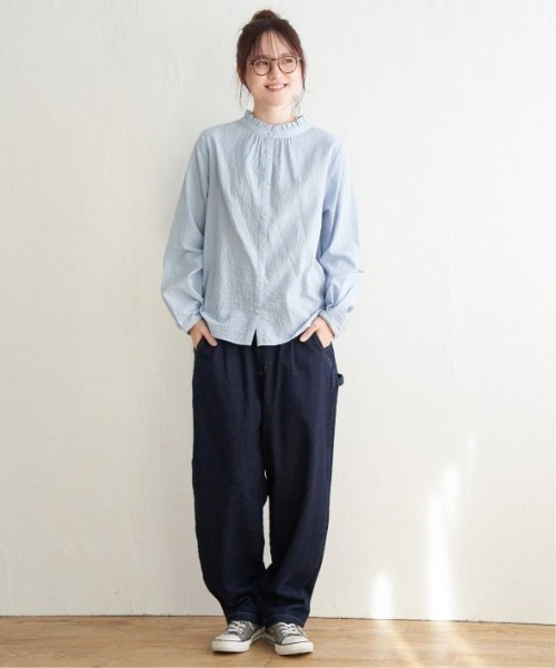 LBC(エルビーシー)の「オーガニックコットン襟フリル2WAYブラウス(シャツ/ブラウス・レディース・イエロー/ライトブルー/グレー/ホワイト・L/M)」の19枚目の写真