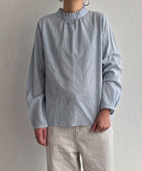 LBC(エルビーシー)の「オーガニックコットン襟フリル2WAYブラウス(シャツ/ブラウス・レディース・イエロー/ライトブルー/グレー/ホワイト・L/M)」の14枚目の写真