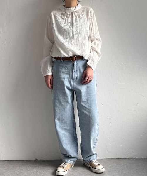 LBC(エルビーシー)の「オーガニックコットン襟フリル2WAYブラウス(シャツ/ブラウス・レディース・イエロー/ライトブルー/グレー/ホワイト・L/M)」の17枚目の写真