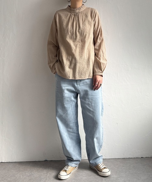 LBC(エルビーシー)の「オーガニックコットン襟フリル2WAYブラウス(シャツ/ブラウス・レディース・イエロー/ライトブルー/グレー/ホワイト・L/M)」の11枚目の写真