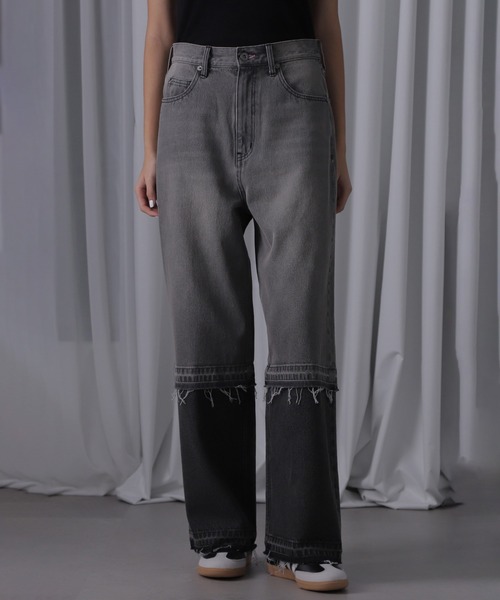 ROSE BUD（ローズバッド）の「パネルデニムパンツ（デニムパンツ・レディース・ブラック/ブルー・S/M）」の6枚目の写真