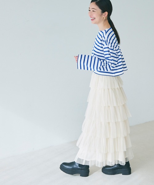 【美品】Acka エーシーケーエー　ボリューム　ティアードチュールスカート　白 美品】Acka エーシーケーエー ボリューム ティアードチュール