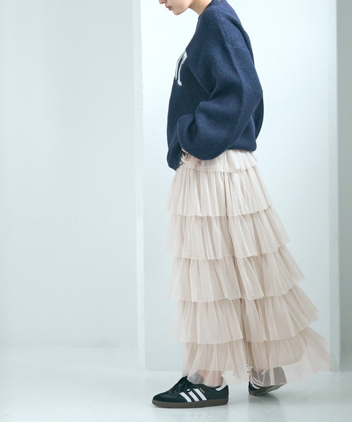 coca(coca)(コカ)の「チュールティアードスカート(スカート・レディース・ブラック/アイボリー/ライトベージュ・L/M)」の15枚目の写真