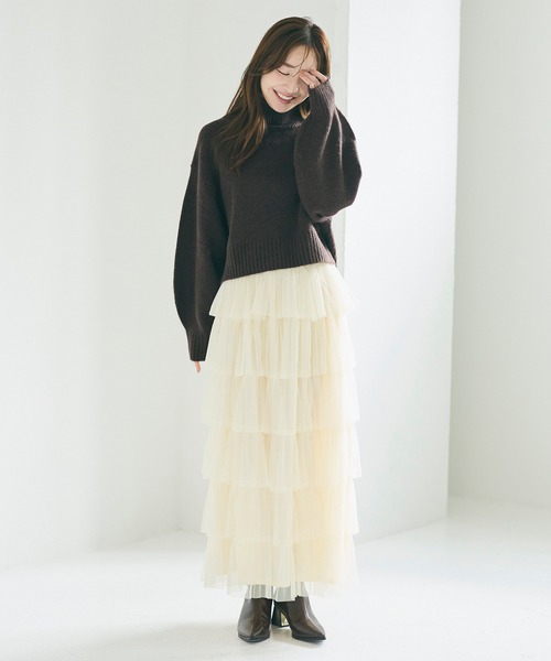 coca(coca)(コカ)の「チュールティアードスカート(スカート・レディース・ブラック/アイボリー/ライトベージュ・L/M)」の17枚目の写真