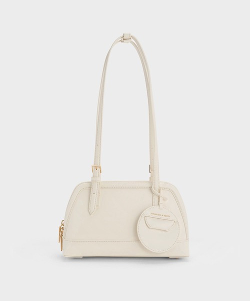 CHARLES & KEITH(チャールズ & キース)の「Enola エノラ イロンゲイティッドハンドルバッグ(トートバッグ・レディース・クリーム/スミクロ・M)」の10枚目の写真