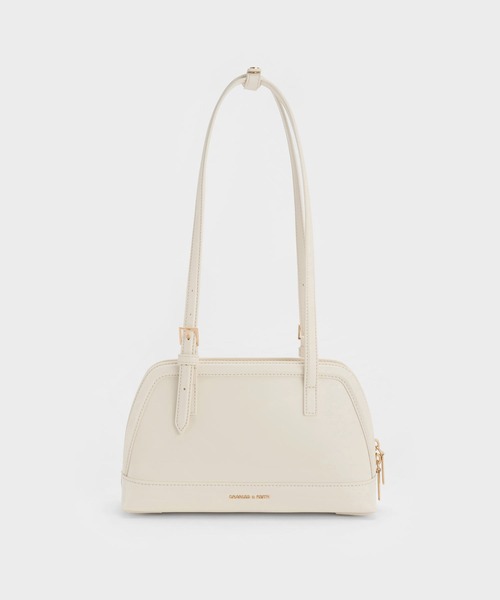 CHARLES & KEITH(チャールズ & キース)の「Enola エノラ イロンゲイティッドハンドルバッグ(トートバッグ・レディース・クリーム/スミクロ・M)」の8枚目の写真