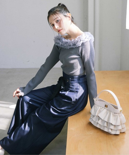 新品未使用品JILLby JILLSTUART パンツ　ズボン　ジルスチュアート セール】◇シャイニーワイドデニムパンツ（デニムパンツ）｜JILL