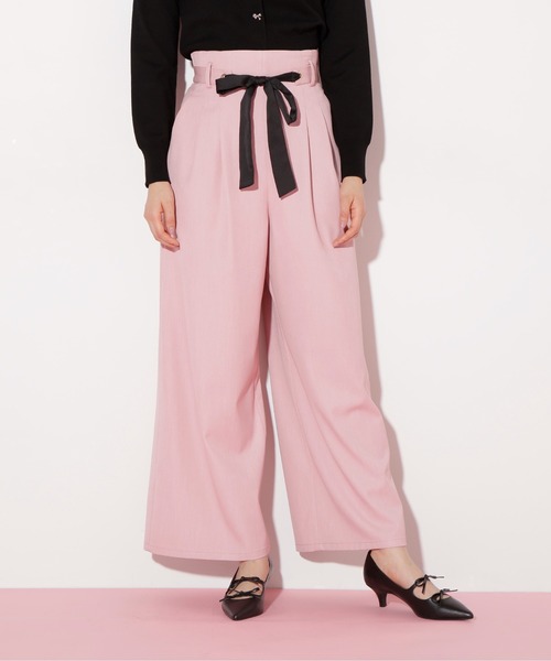 JILL by JILL STUART（ジルバイジルスチュアート）の「◇リボンベルト付きワイドパンツ（その他パンツ・レディース・チャコールグレー/ピンク/インディゴブルー・MEDIUM/SMALL）」の17枚目の写真