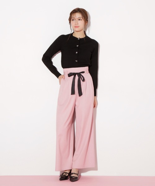 JILL by JILL STUART（ジルバイジルスチュアート）の「◇リボンベルト付きワイドパンツ（その他パンツ・レディース・チャコールグレー/ピンク/インディゴブルー・MEDIUM/SMALL）」の14枚目の写真