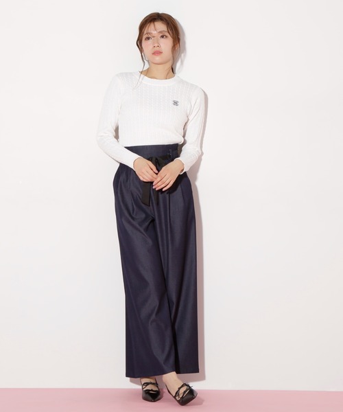 JILL by JILL STUART（ジルバイジルスチュアート）の「◇リボンベルト付きワイドパンツ（その他パンツ・レディース・チャコールグレー/ピンク/インディゴブルー・MEDIUM/SMALL）」の19枚目の写真
